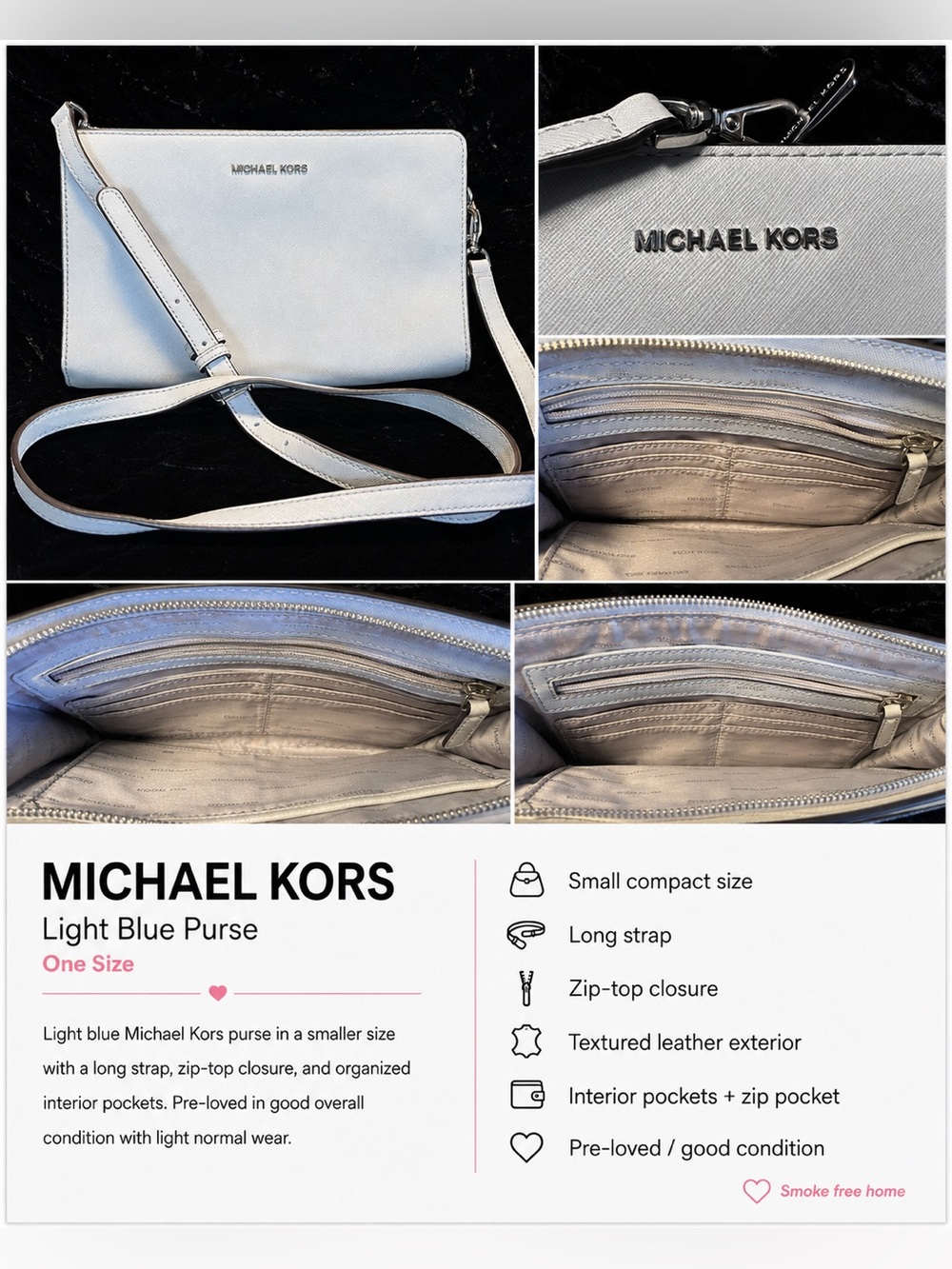 Michael Kors Light Blue Crossbody Wallet Purse